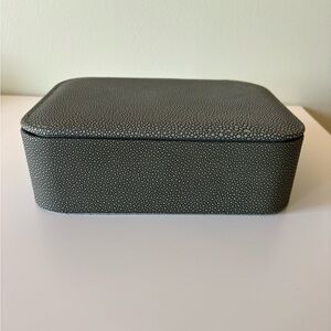 Studio McGee Small Rounded Faux Leather Box with Removable Lid Green